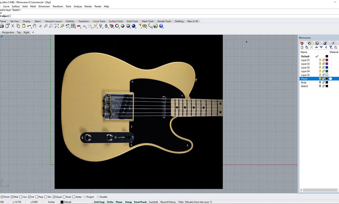 Tech Tip from Mark Lacey: Designing a Guitar Body Using Rhinoceros